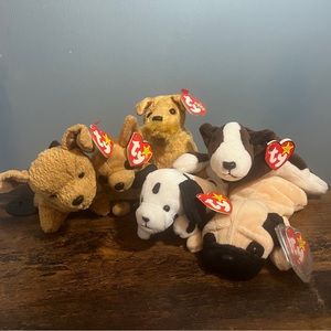 Lot of 6 Ty Beanie Baby Dogs